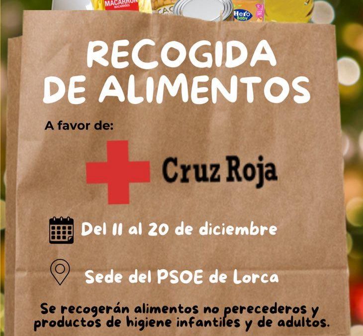 Juventudes Socialistas y el PSOE de Lorca inician una campaña de recogida de alimentos en colaboración con Cruz Roja